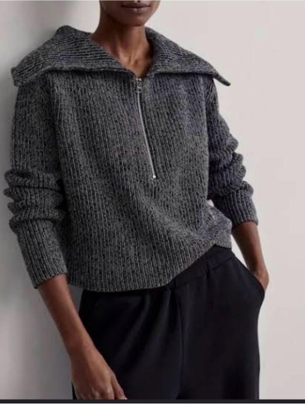 NEW VARLEY  Elise Half Zip Sweater Knit Size Medium Gray NWOT